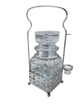 Vintage Pressed Glass Condiment Pickle Castor Jar Silver Plate Floral Holder 9 I